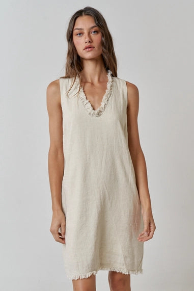 V Neck Linen Dress