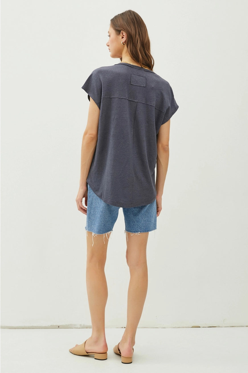 Linen T In Charcoal