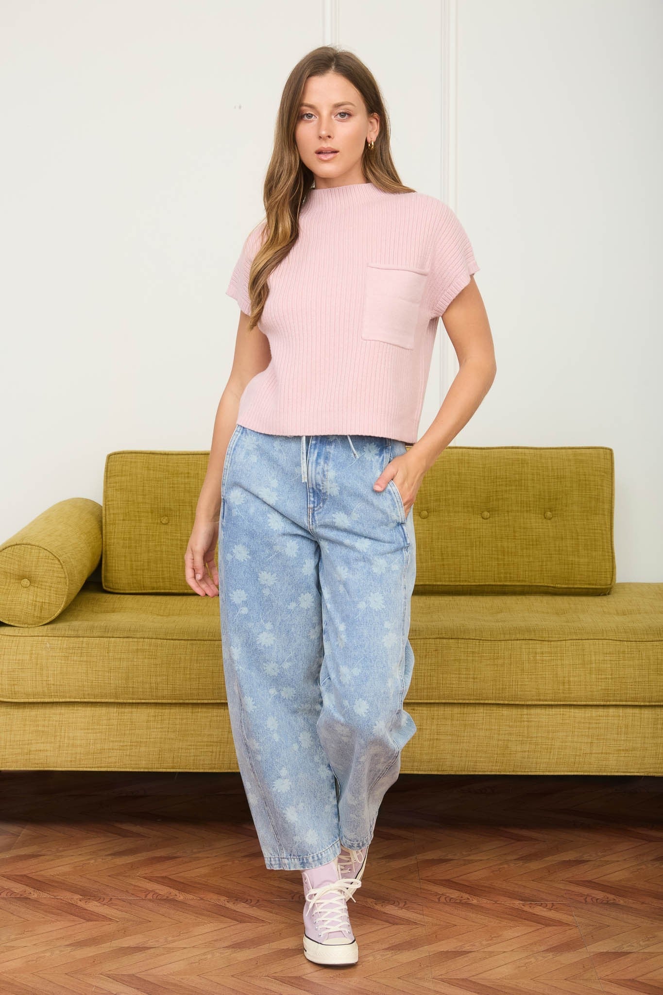 Denim Floral Pants - The Cozy Nest