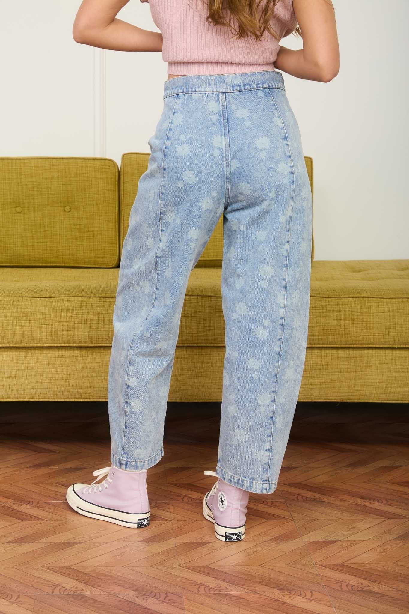 Denim Floral Pants - The Cozy Nest