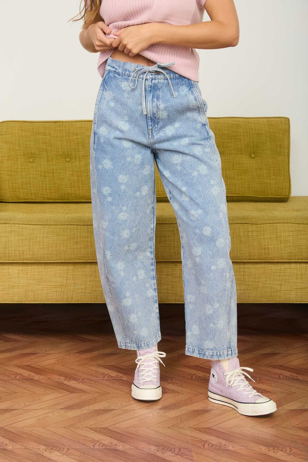 Denim Floral Pants - The Cozy Nest