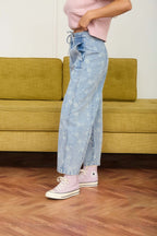 Denim Floral Pants - The Cozy Nest