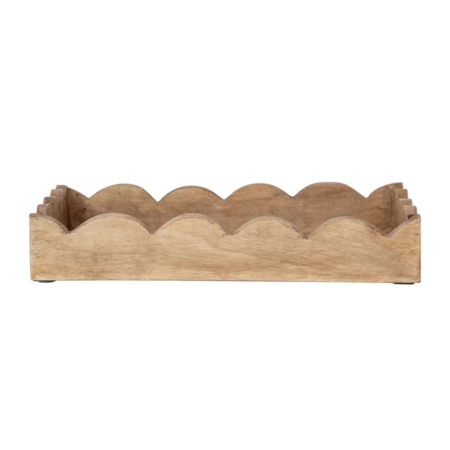Raised Mango Wood Scalloped Tray