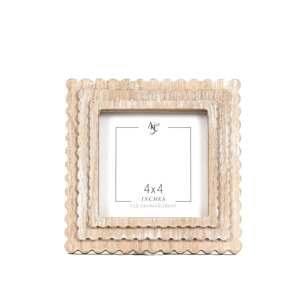 Ivory Scalloped Wood Frame
