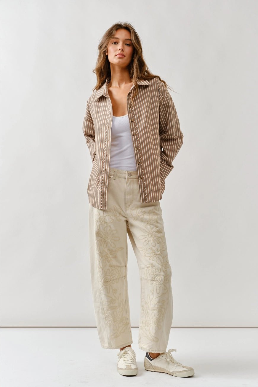 Embroidered Barrel Pants - The Cozy Nest
