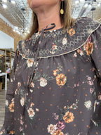 Embroidered Yoke Floral Blouse - The Cozy Nest