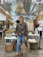 Embroidered Yoke Floral Blouse - The Cozy Nest