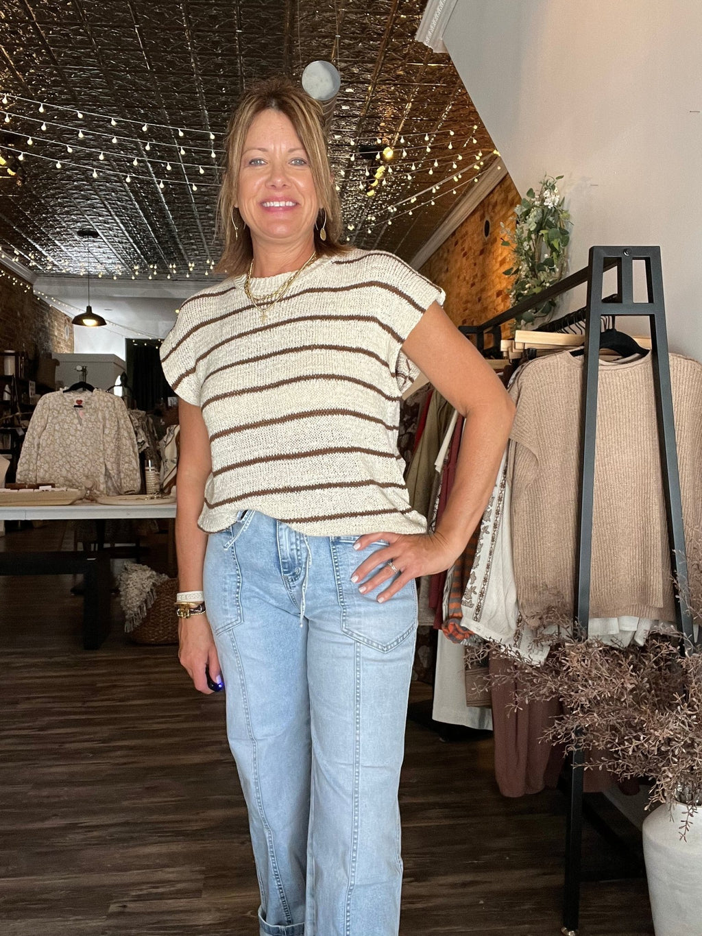 Exposed Stitch Detail Drawstring Barrel Jeans - The Cozy Nest