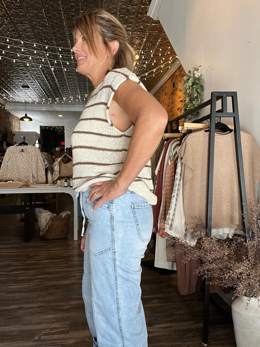 Exposed Stitch Detail Drawstring Barrel Jeans - The Cozy Nest