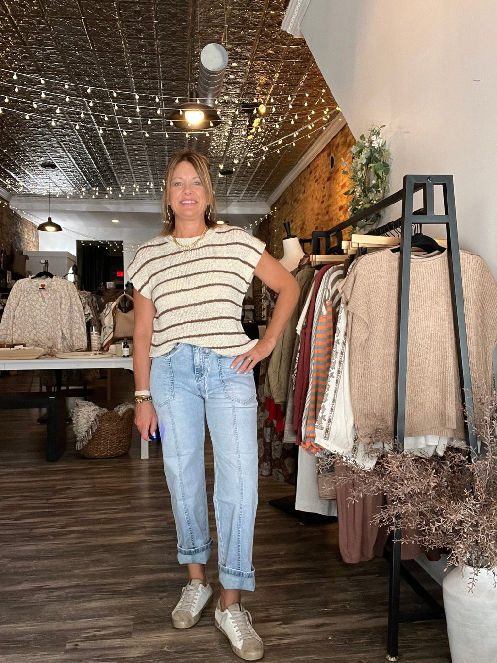 Exposed Stitch Detail Drawstring Barrel Jeans - The Cozy Nest