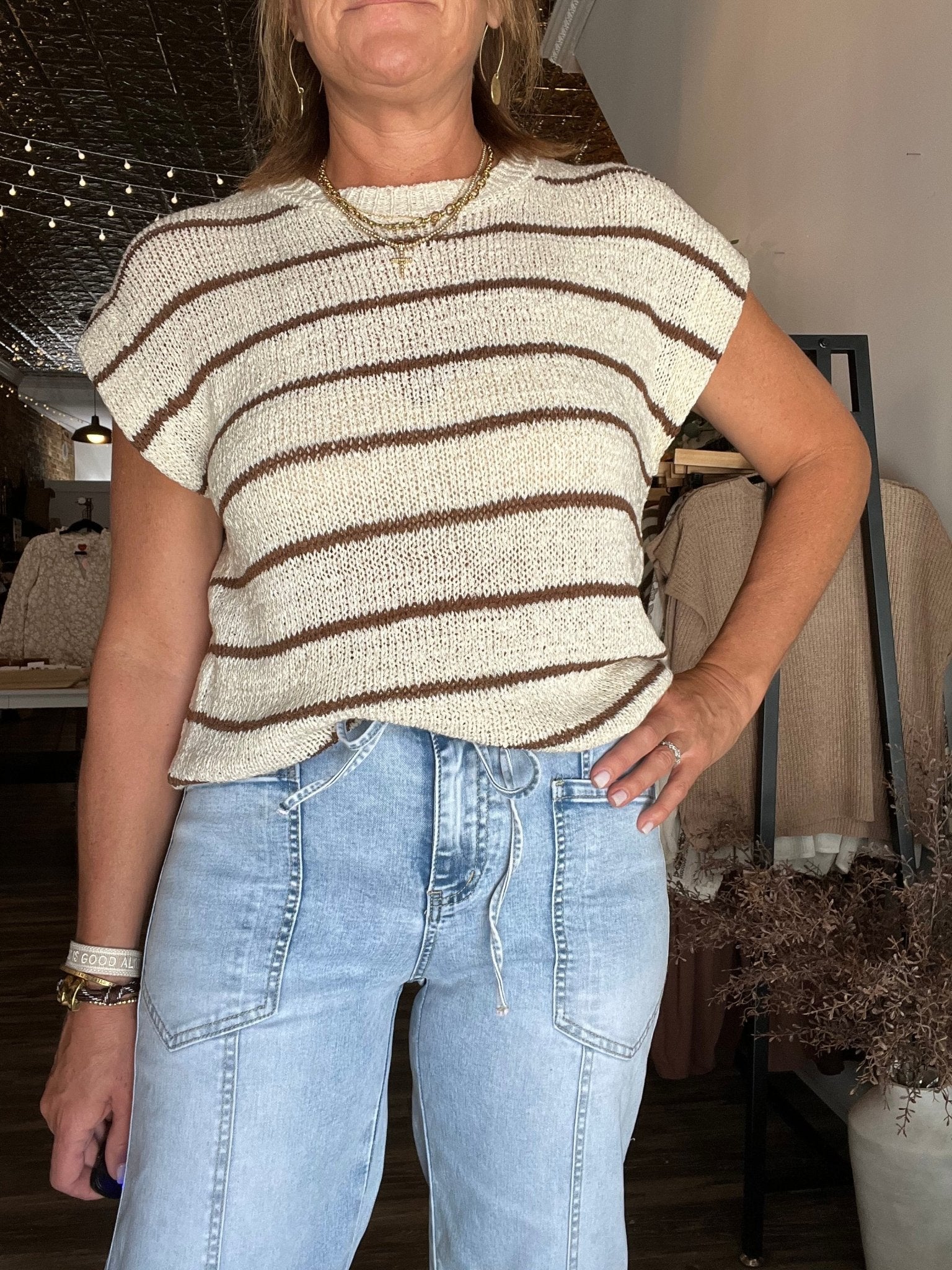 Exposed Stitch Detail Drawstring Barrel Jeans - The Cozy Nest