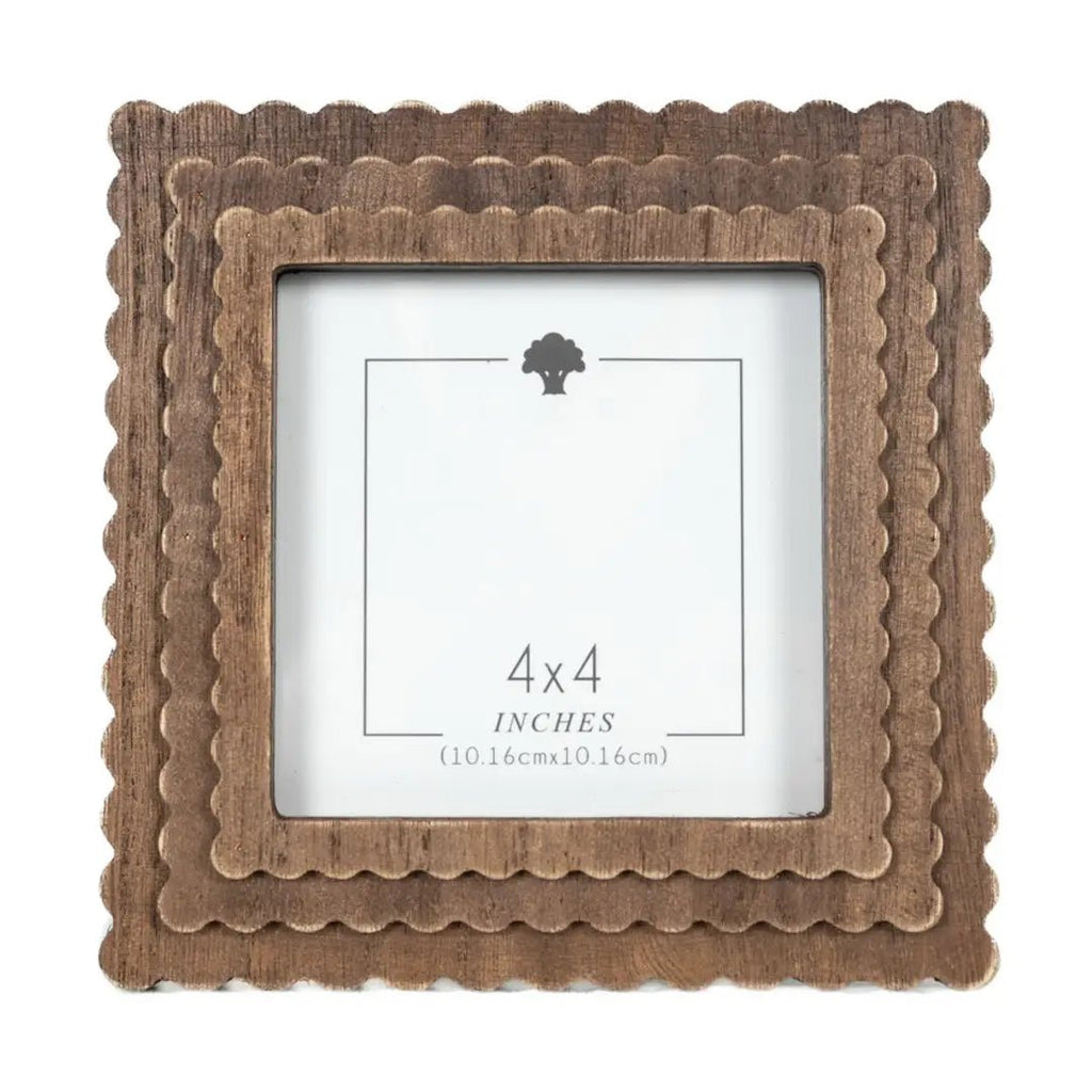 Expresso Scalloped Wood Frame - The Cozy Nest