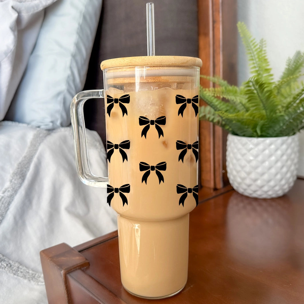 Ribbons Glass Tumbler W/Lid & Straw