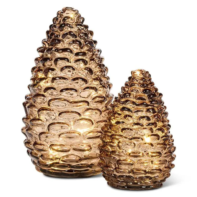 Amber LED Pinecone In Two Sizes
