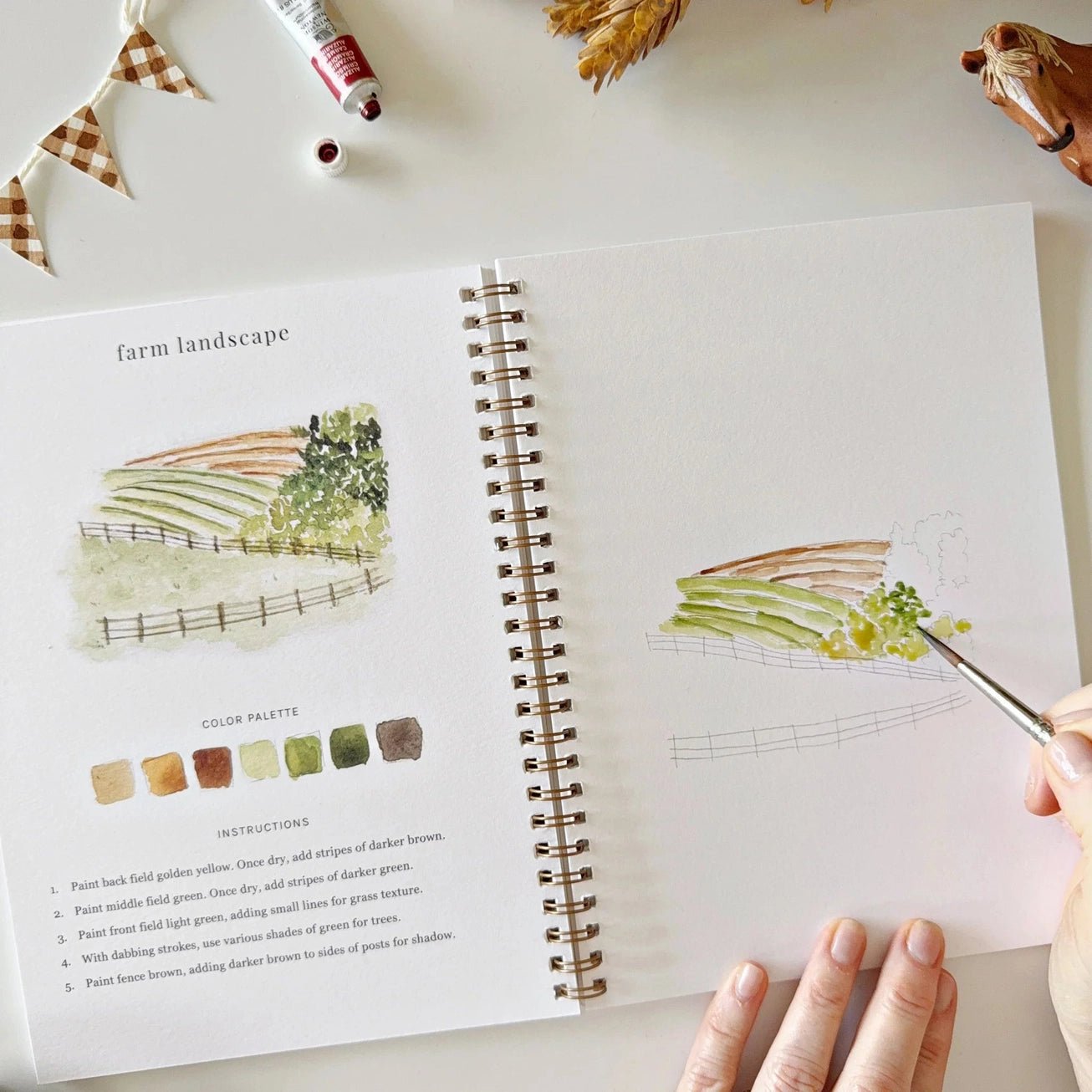 Farm Watercolor Workbook - The Cozy Nest