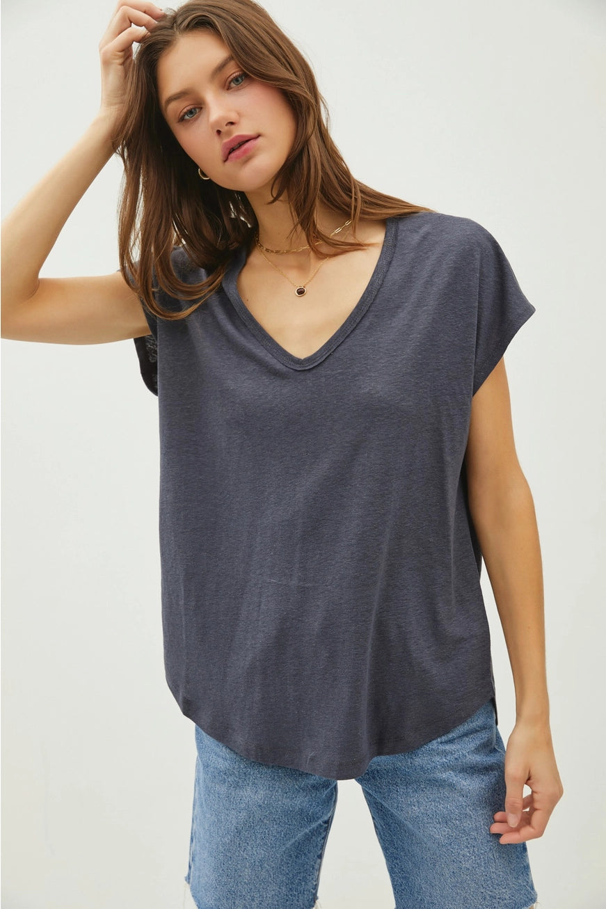 Linen T In Charcoal
