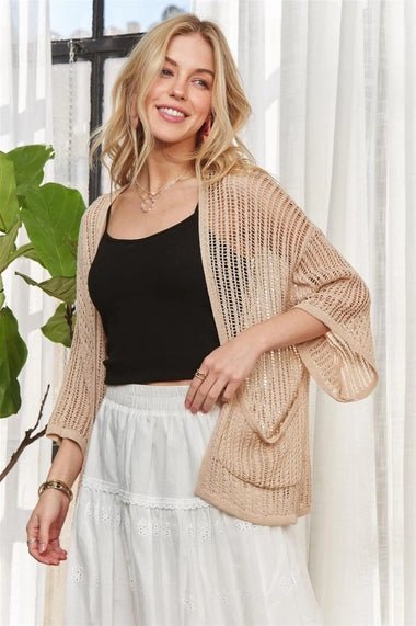 Fishnet Short Sleeve Cardigan - The Cozy Nest