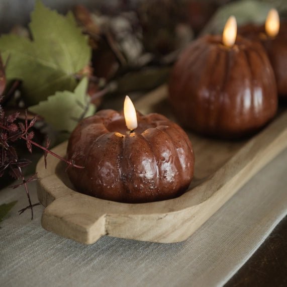 Flameless Pumpkin Candle 3" Bronze - The Cozy Nest