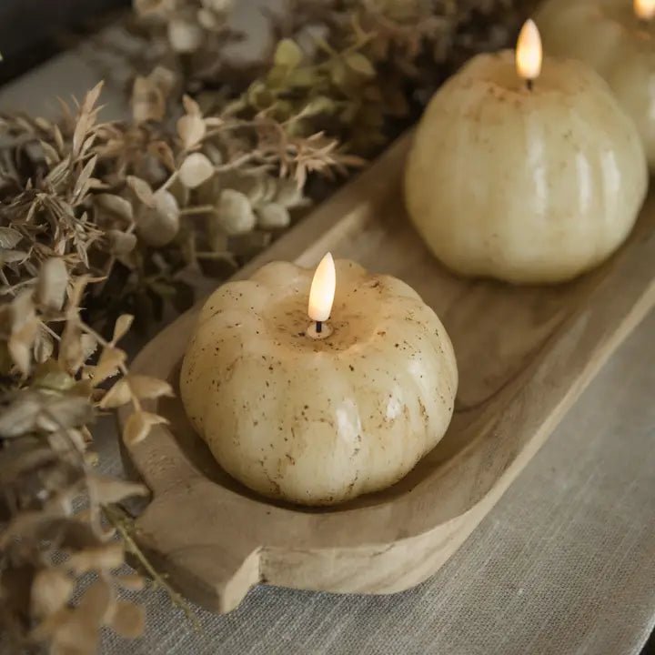 Flameless Pumpkin Candle 3" Ivory - The Cozy Nest