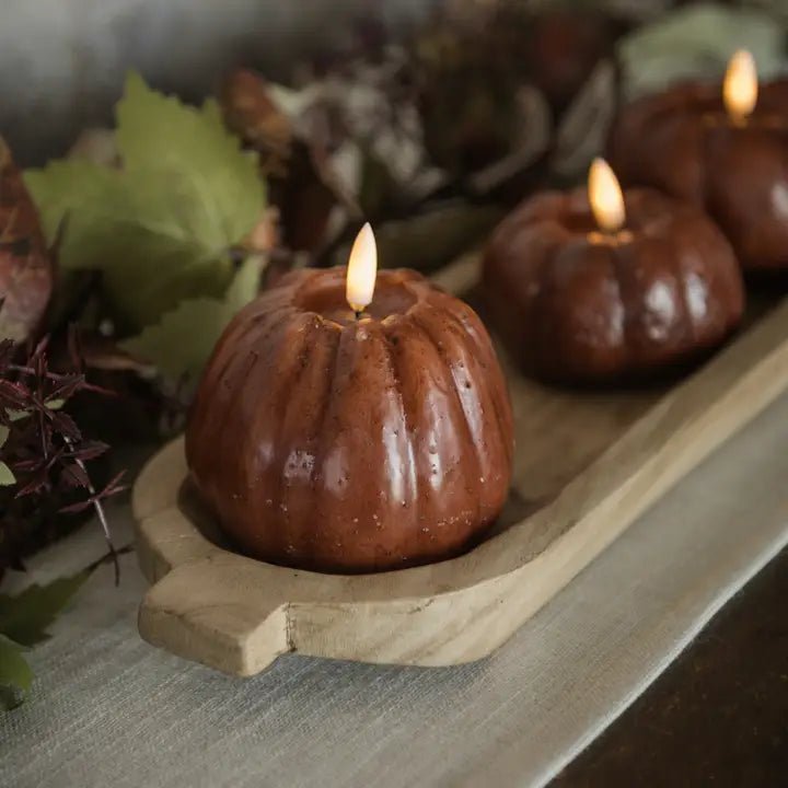 Flameless Pumpkin Candle 4" Bronze - The Cozy Nest