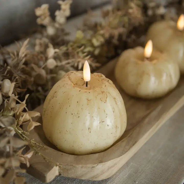 Flameless Pumpkin Candle 4" Ivory - The Cozy Nest