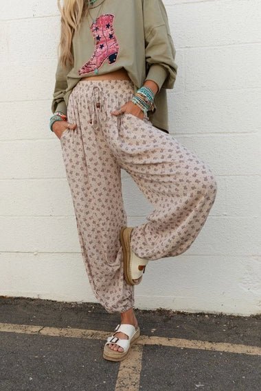 Floral Cinched Pants - The Cozy Nest