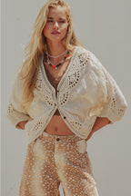 Floral Embroidered Lace Button Front Top - The Cozy Nest