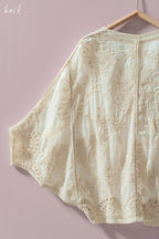 Floral Embroidered Lace Button Front Top - The Cozy Nest