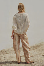 Floral Embroidered Lace Button Front Top - The Cozy Nest