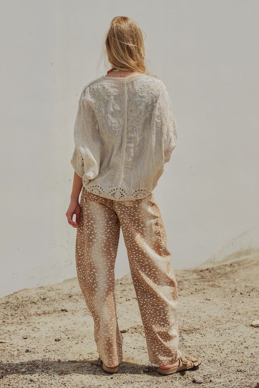 Floral Embroidered Lace Button Front Top - The Cozy Nest