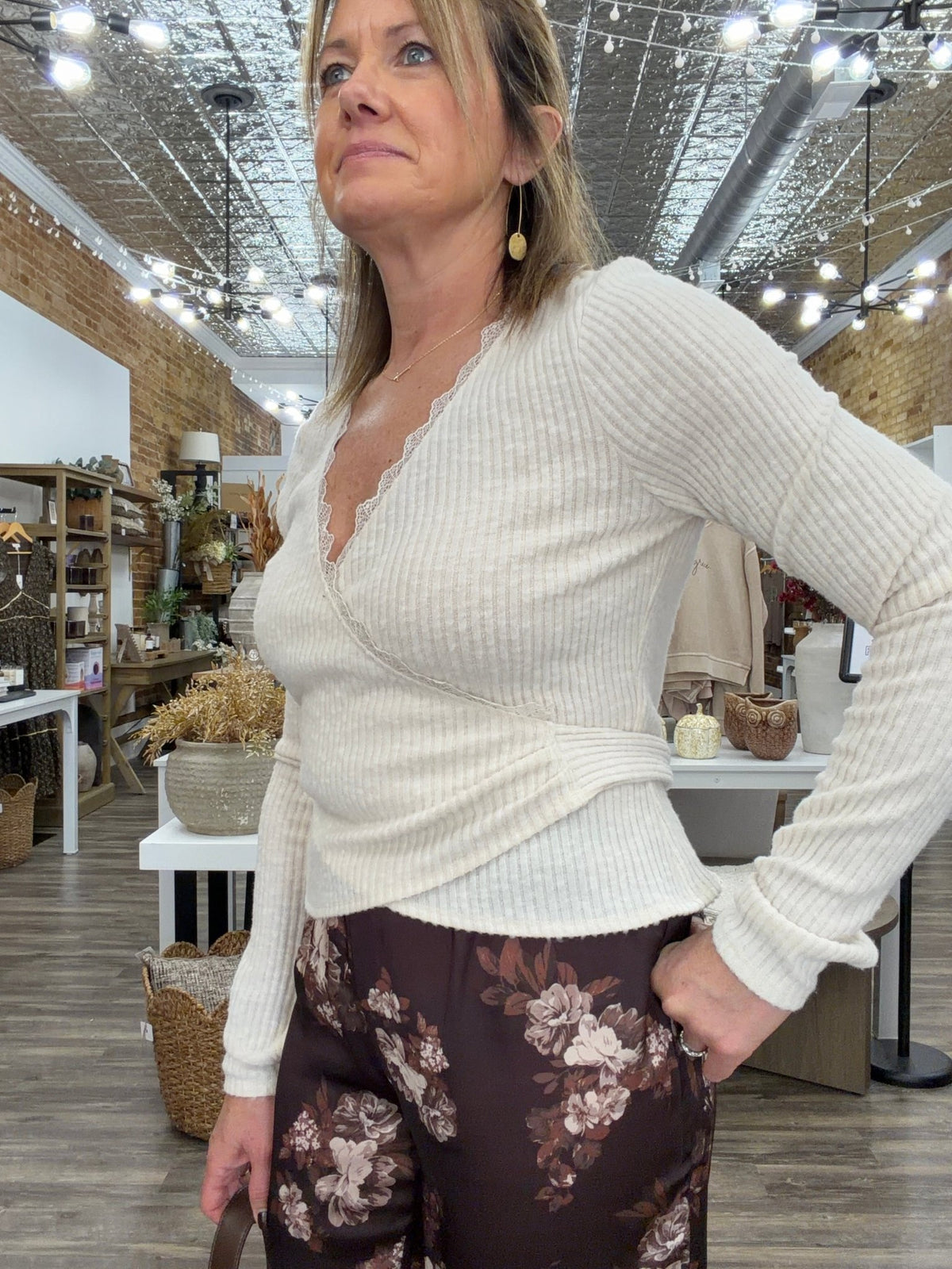 Floral Lace Trim Pants - The Cozy Nest