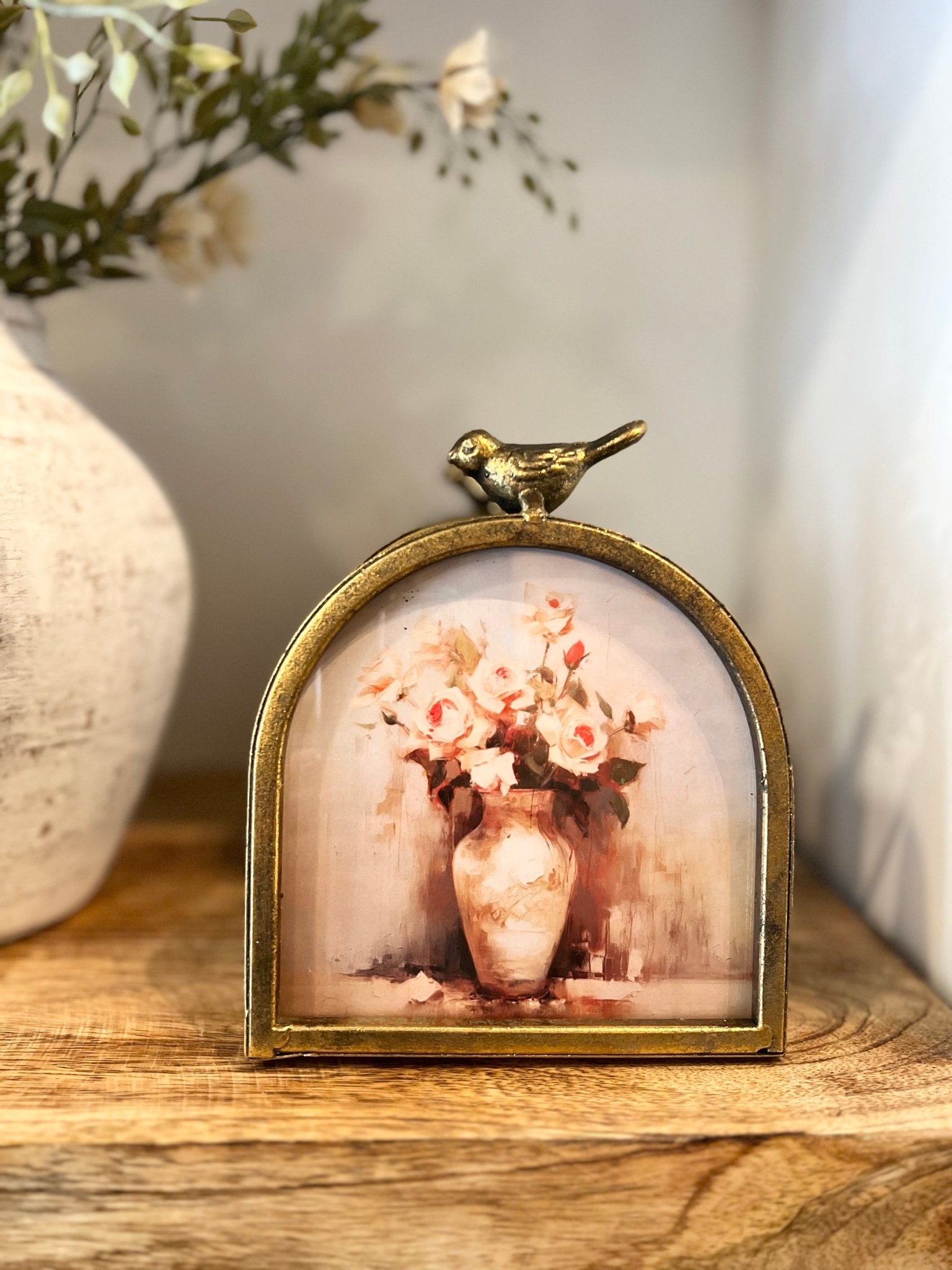 Frame with Bird Finial, Antique Gold Finish - The Cozy Nest