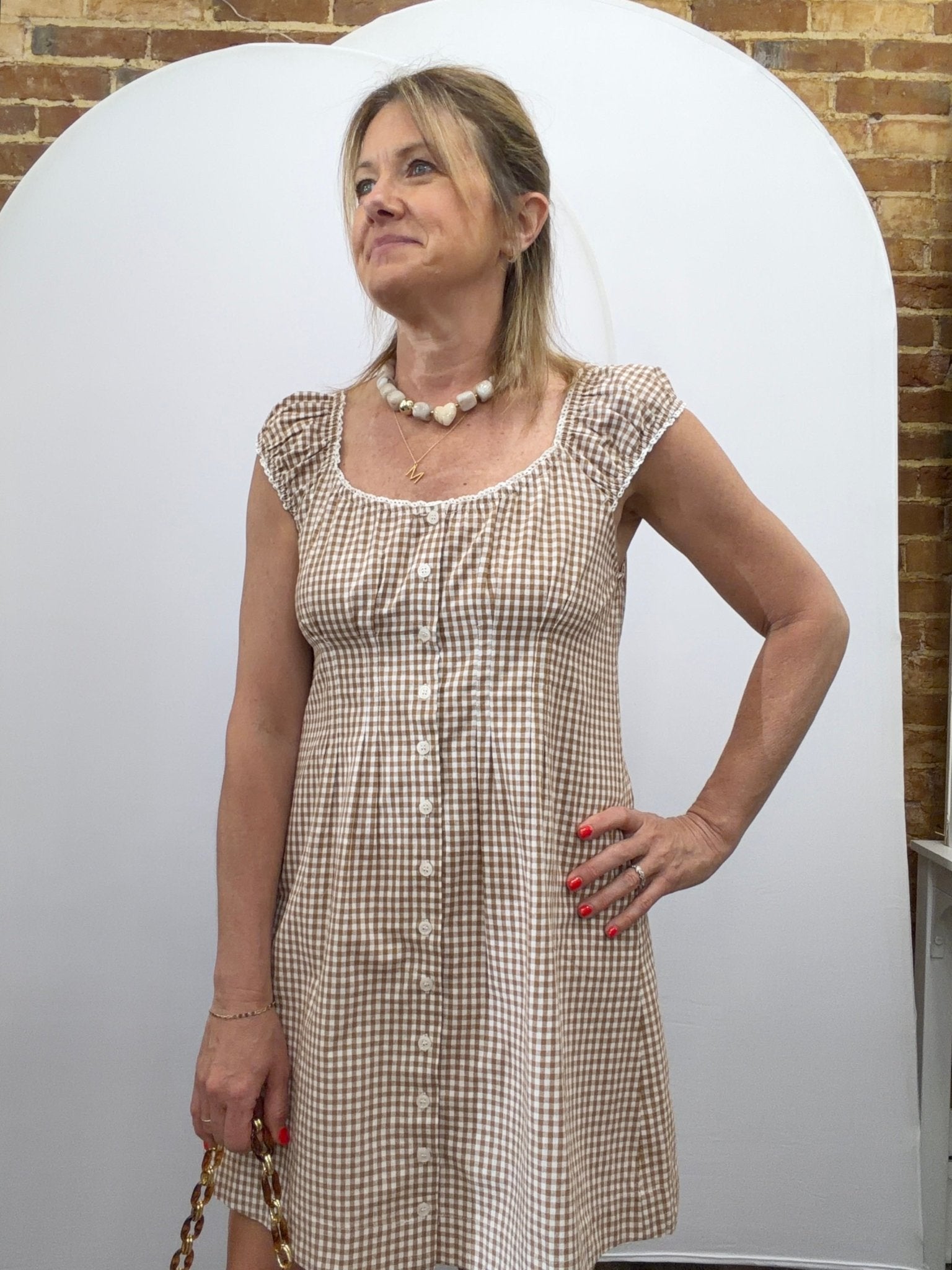 Gingham Button-Up Mini Dress - The Cozy Nest