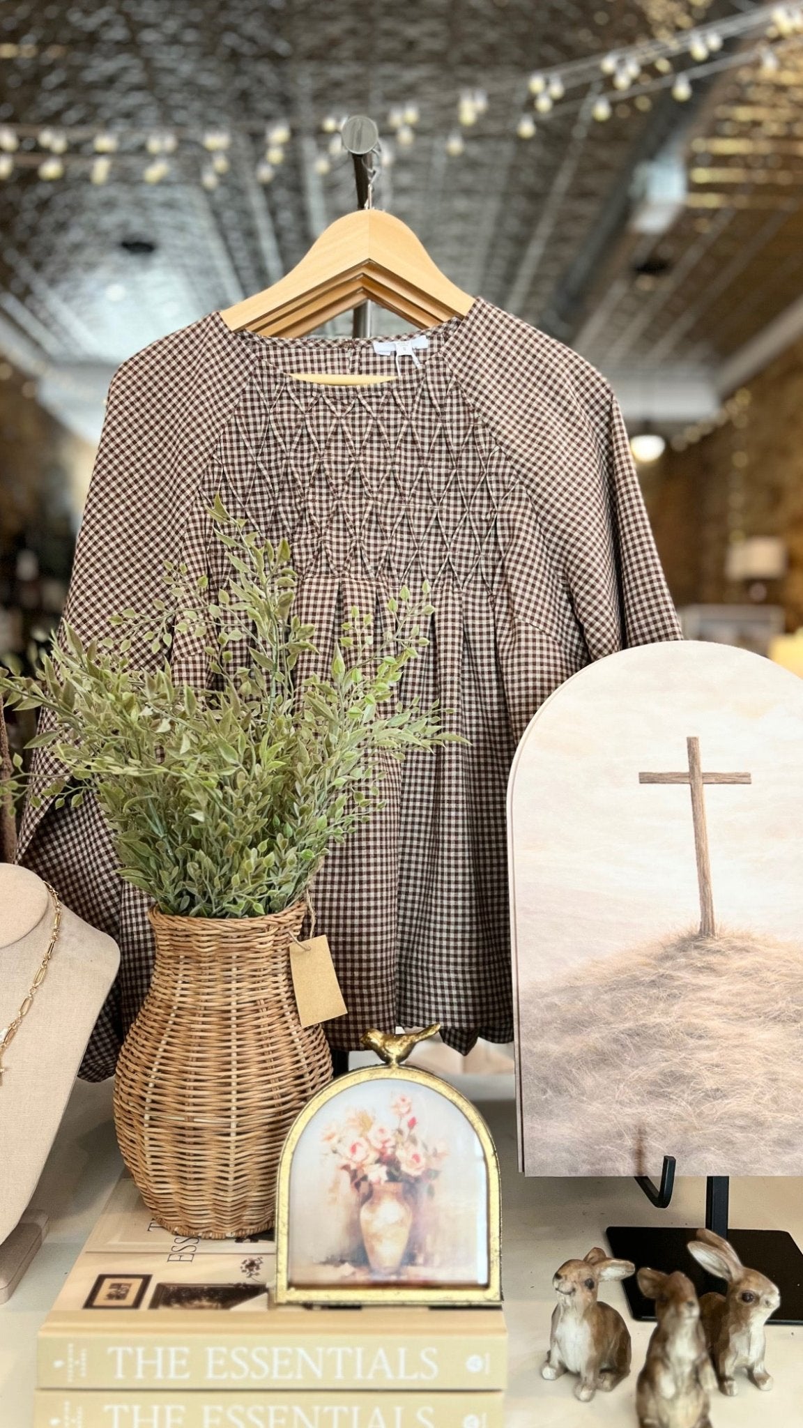 Gingham Check Smocking Blouse - The Cozy Nest