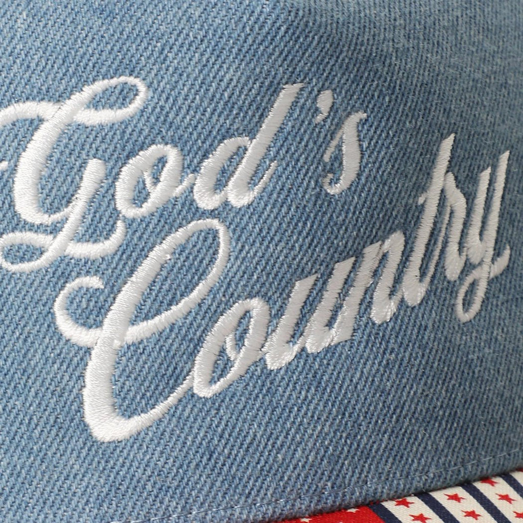 God's Country Embroidered Denim Trucker Hat - The Cozy Nest