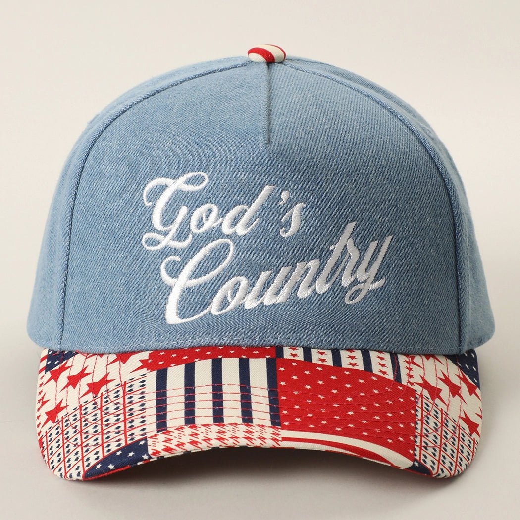 God's Country Embroidered Denim Trucker Hat - The Cozy Nest