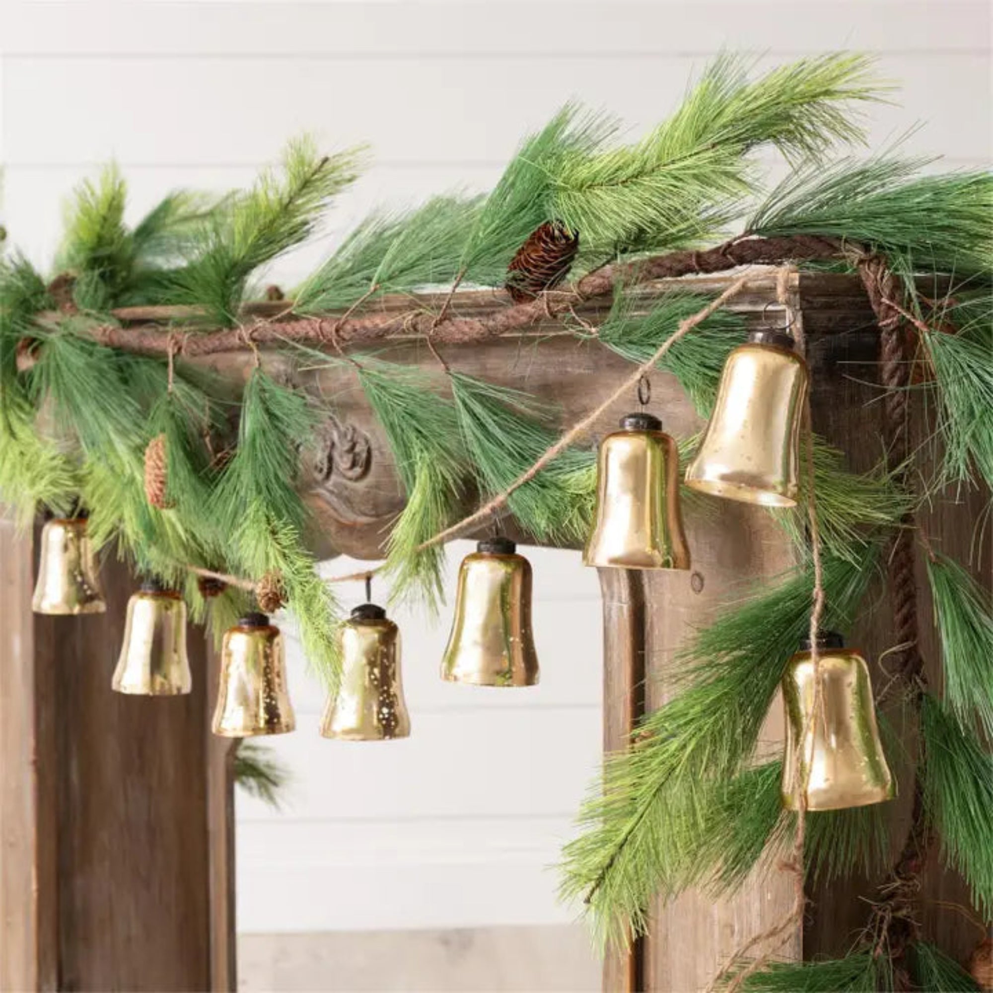 Gold Mercury Glass Bell Garland - The Cozy Nest