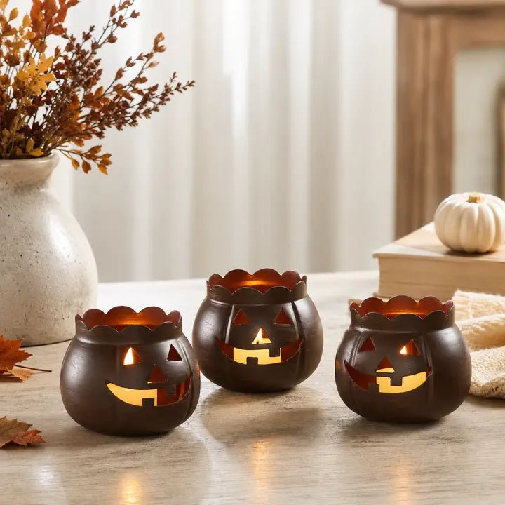 Halloween Bronze Jack-O'-Lantern Candle Holder - The Cozy Nest