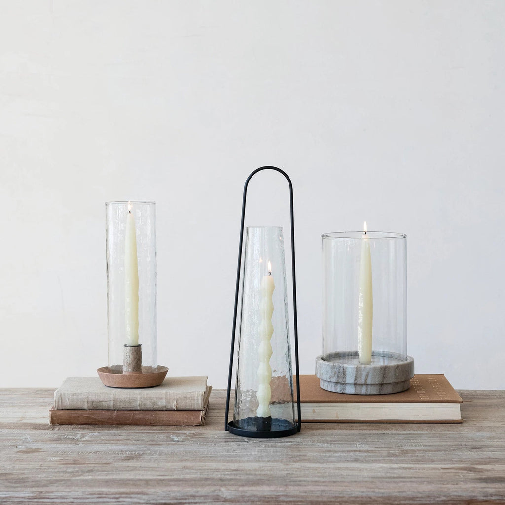 Hammered Glass Taper Holder - The Cozy Nest