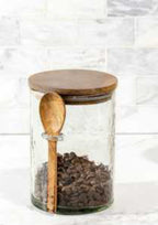 HAMMERED JAR W/ WOOD LID & SPOON - The Cozy Nest