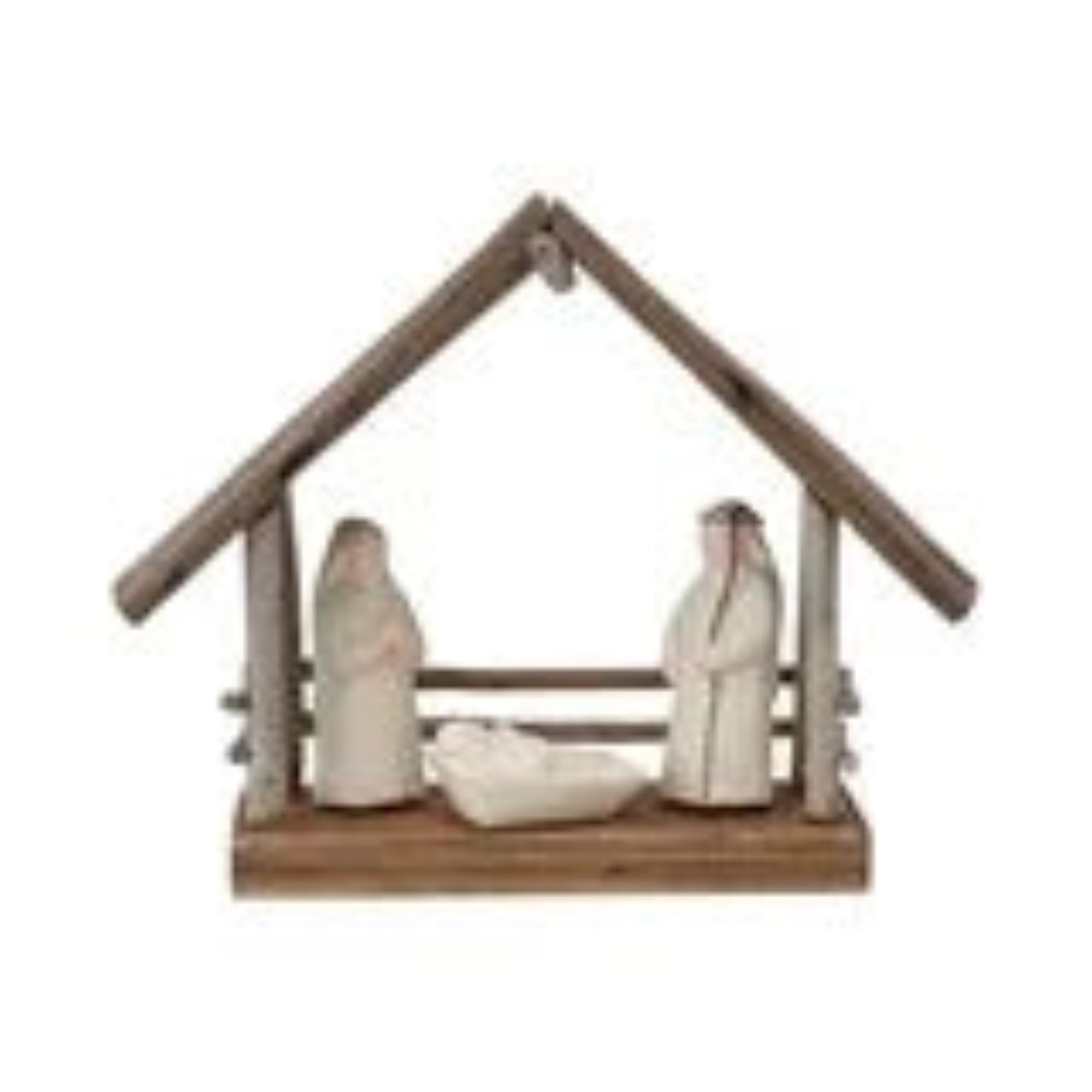 Handmade Driftwood and Paper Mache Nativity with Wood Base - The Cozy Nest