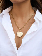 Heart Chain Necklace-Ivory - The Cozy Nest