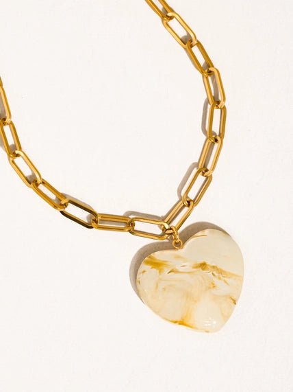 Heart Chain Necklace-Ivory - The Cozy Nest