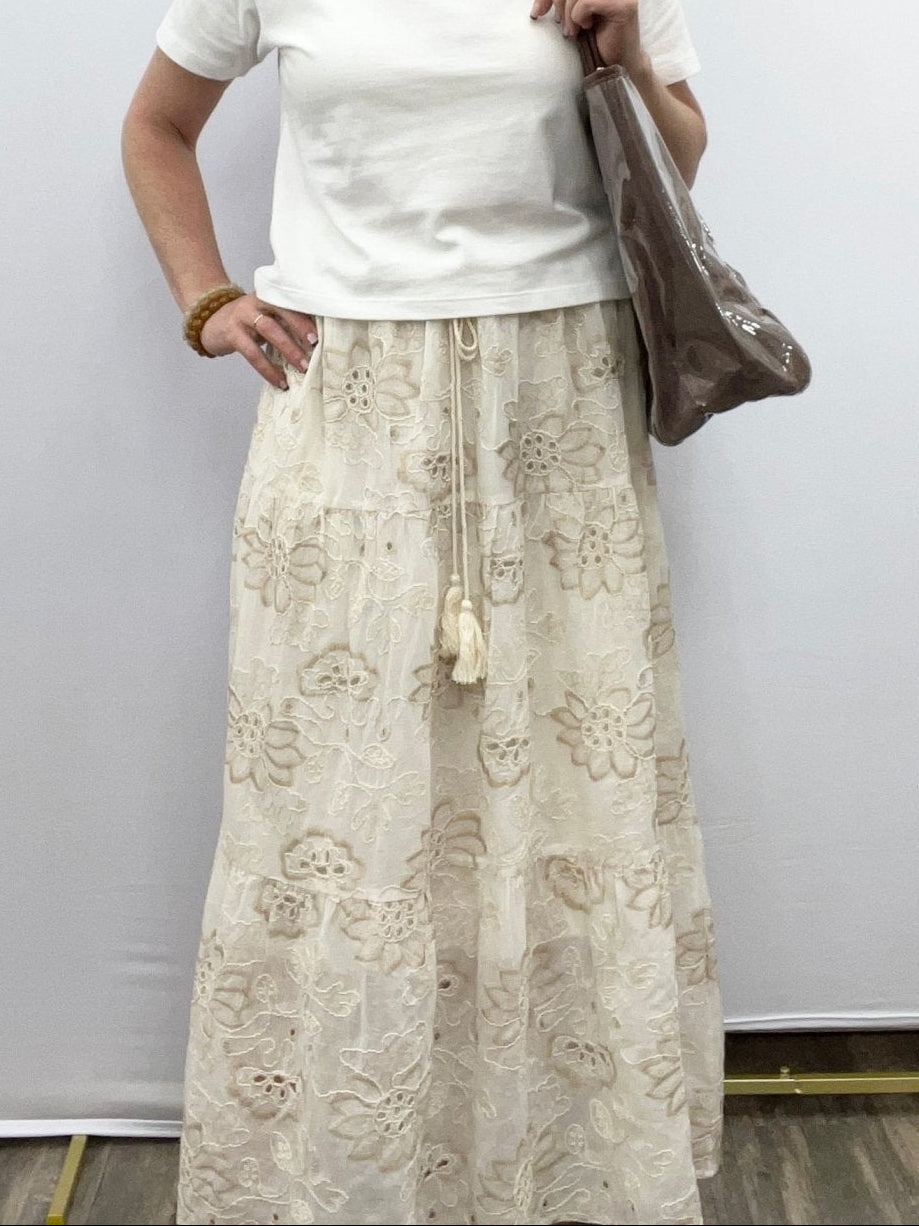 Heirloom Garden Embroidered Maxi Skirt - The Cozy Nest