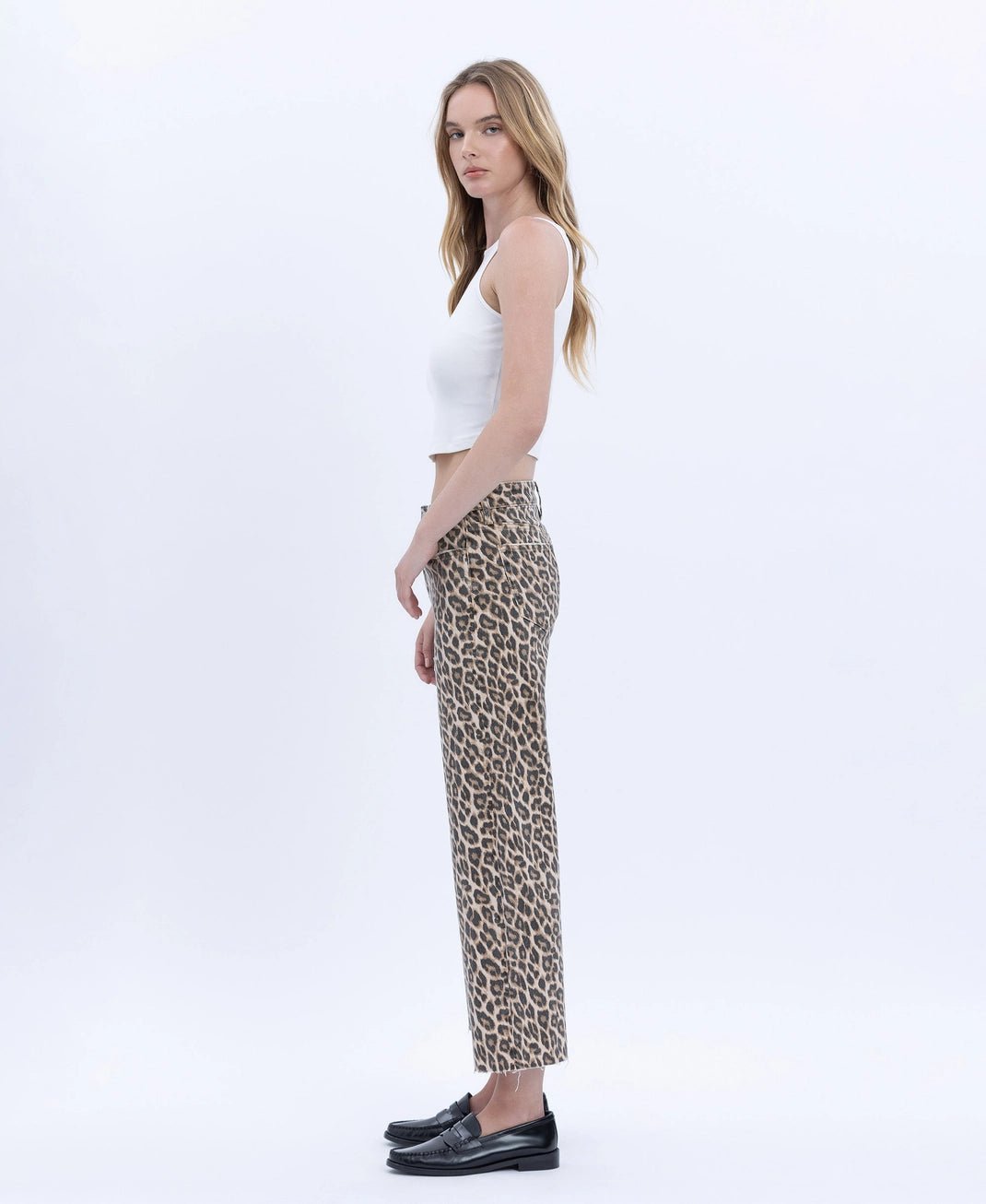 High Rise Animal Print Crop Wide Leg Jeans - The Cozy Nest