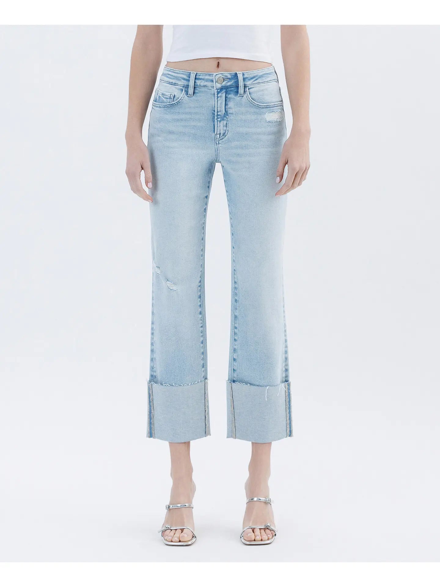 HIGH RISE CUFFED CROP STRAIGHT JEANS - Vervet - The Cozy Nest