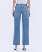 High Rise Raw Hem Slim Wide Jeans - The Cozy Nest