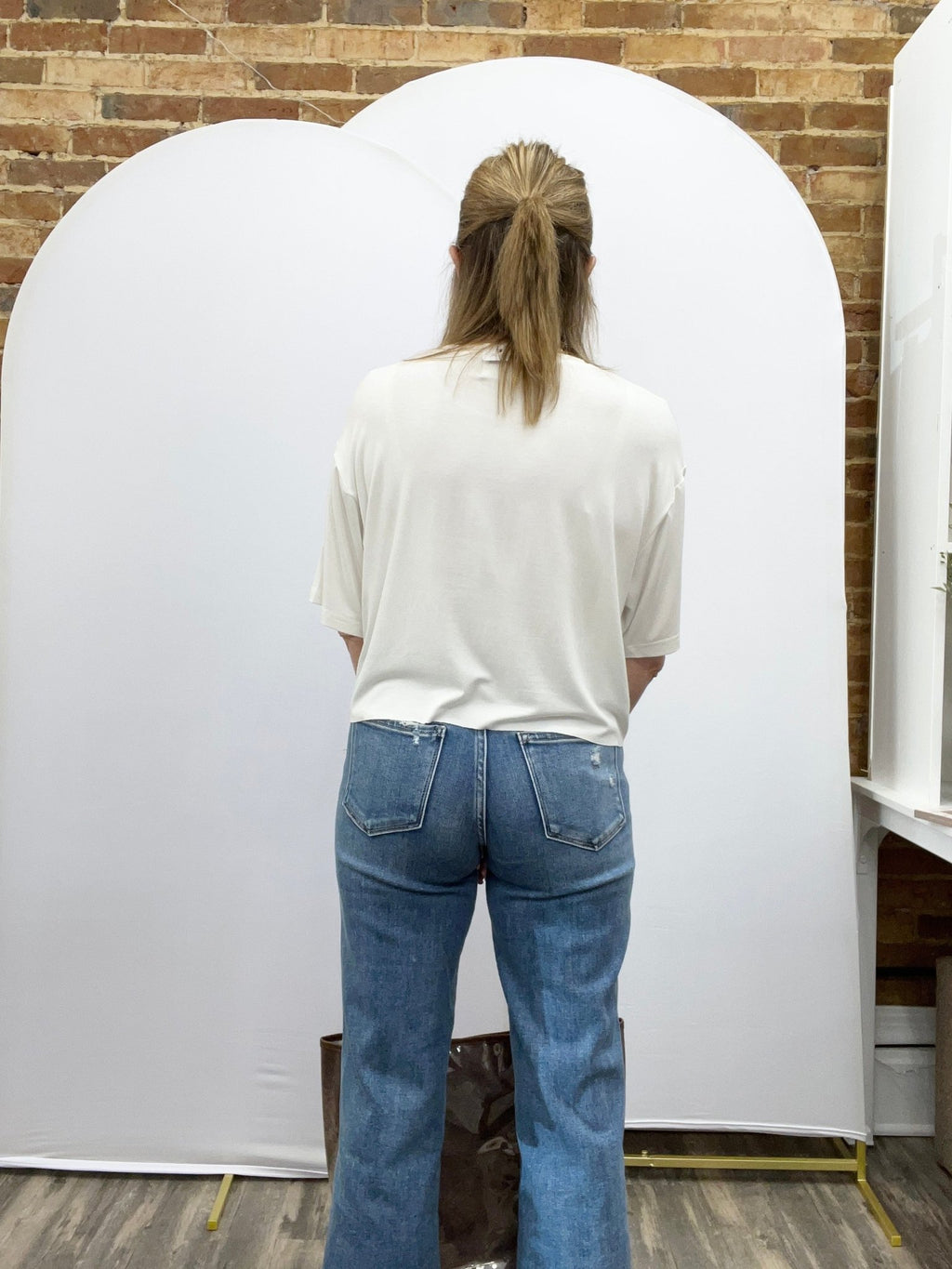 High Rise Raw Hem Slim Wide Jeans - The Cozy Nest