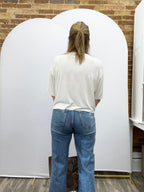 High Rise Raw Hem Slim Wide Jeans - The Cozy Nest
