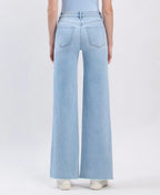 High Rise Raw Hem Wide Leg Denim - The Cozy Nest
